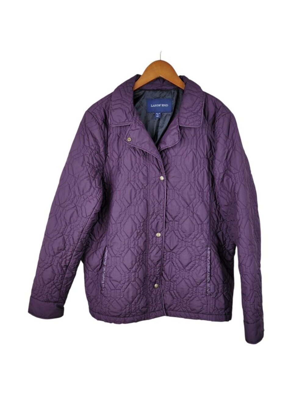 Lands End XL Tall 18 Lightweight Quilt Primaloft Jacket Purple Winter Warm